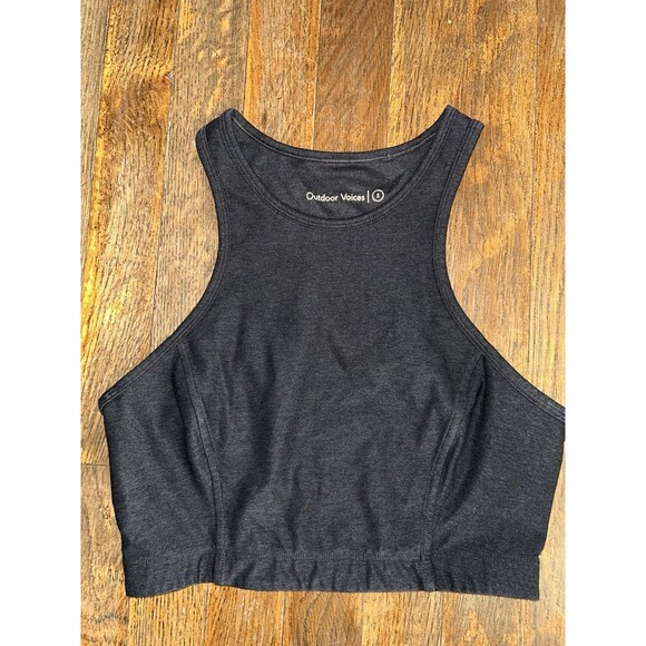 Outdoor Voices Women's S Charcoal Sports Bra Longline Racerback Workout - Picture 1 of 3